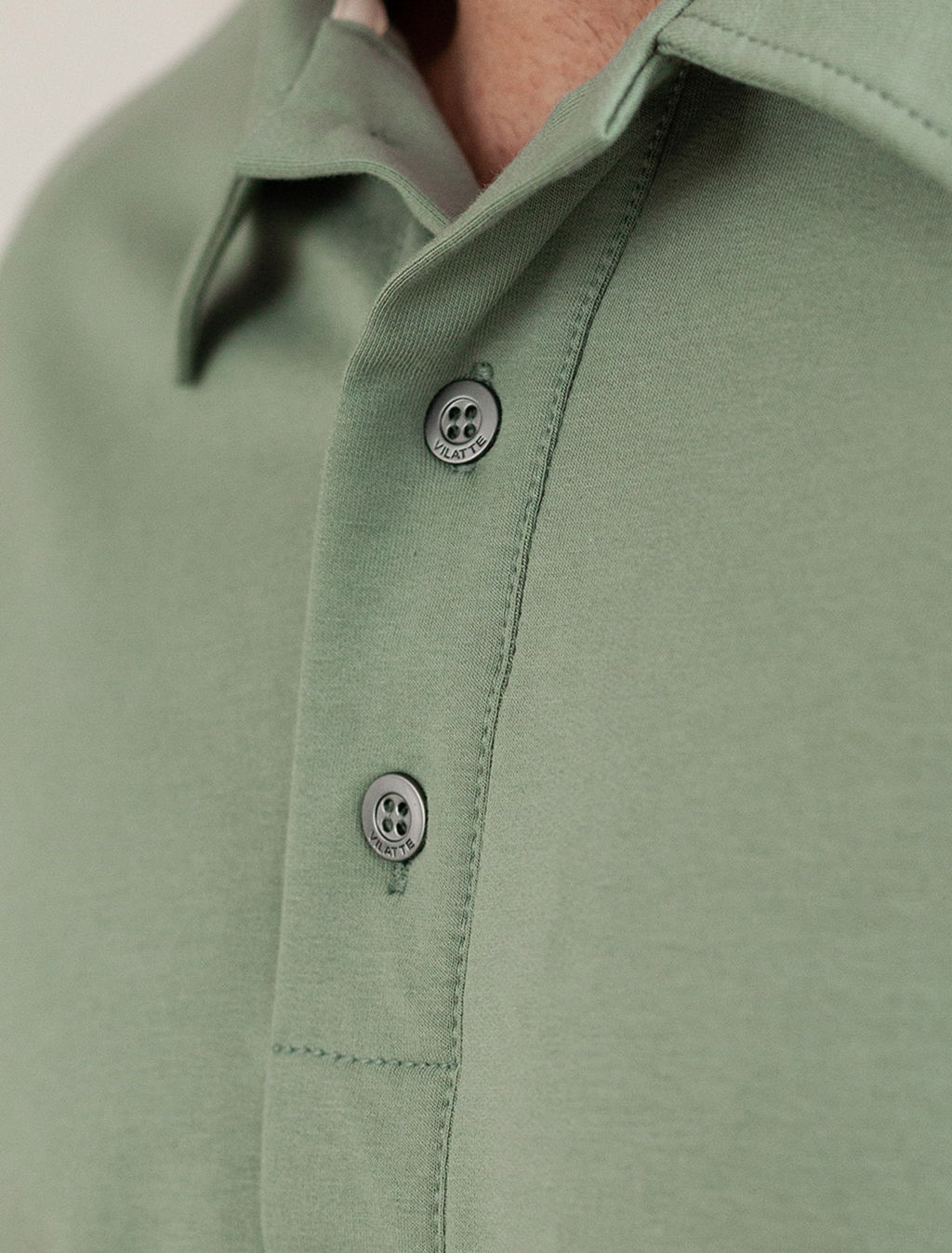 Лонгслив с воротником поло на пуговицах из премиального хлопка с эластаном - Vilatte фото 2