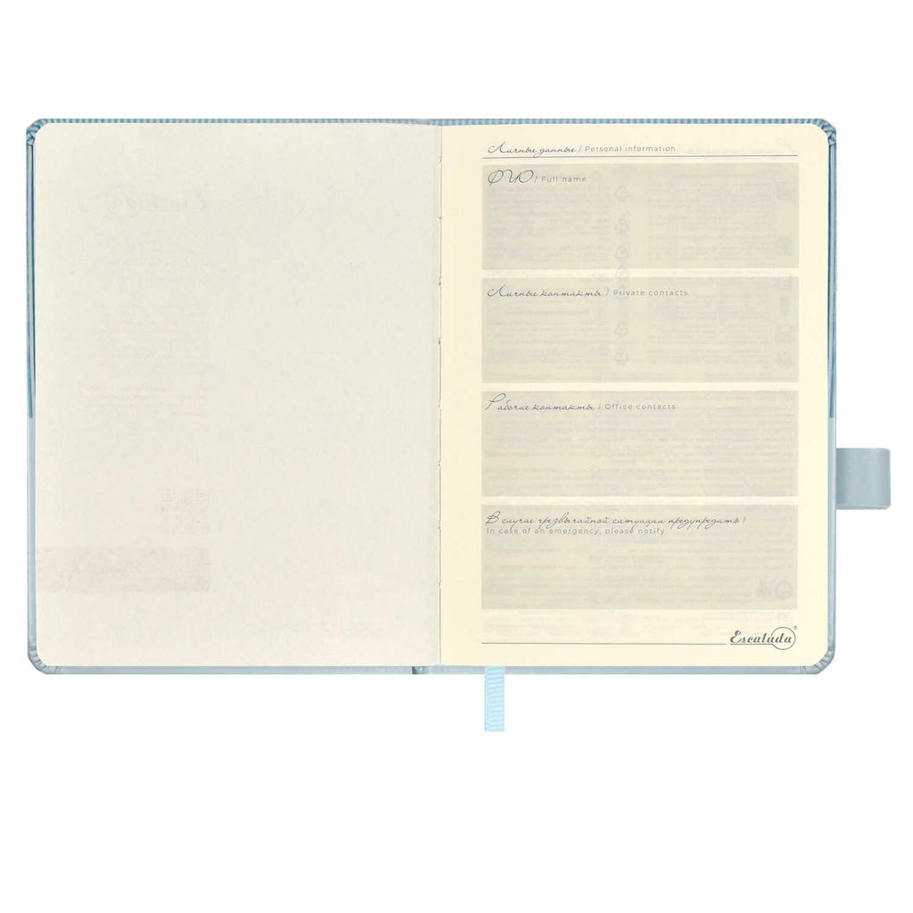 Ежедневник недатированный ESCALADA, А6+, 120 л., арт. 64023/ 20 ГОУТСКИН ГОЛУБОЙ  фото 4