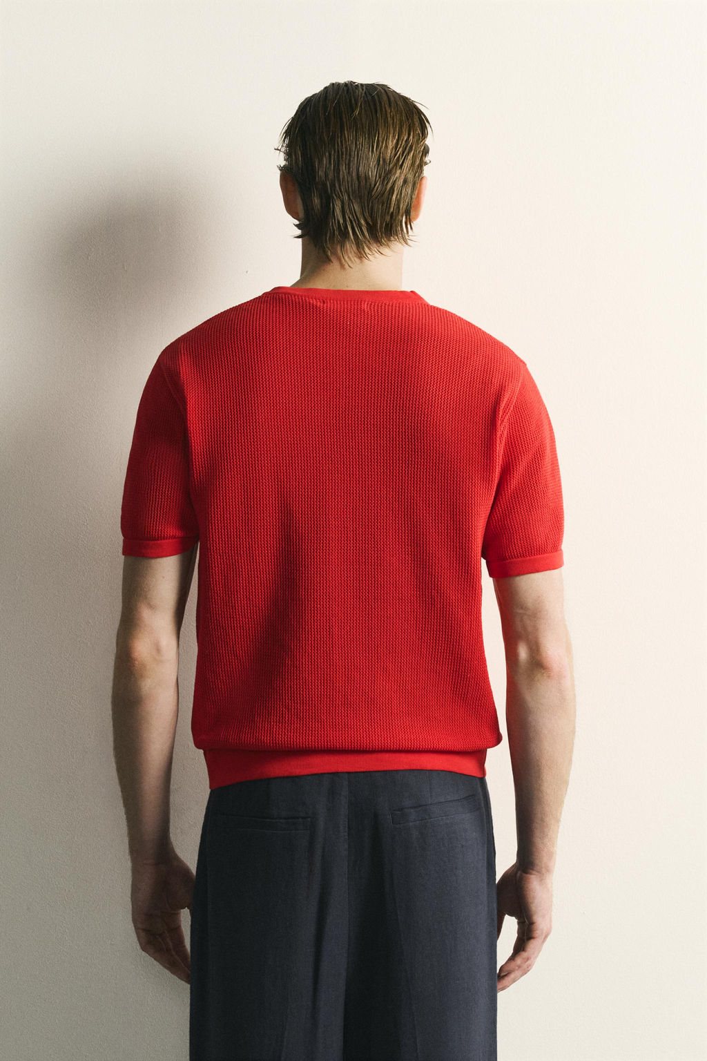 CAMISETA PUNTO ESTRUCTURA CALADOS / Rojo - Zara фото 3