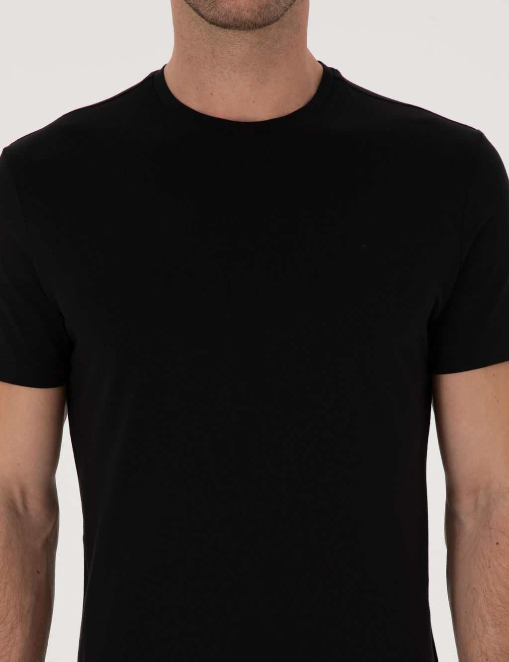 Siyah Slim Fit %100 Pamuk Bisiklet Yaka Basic T-shirt - Cacharel фото 6