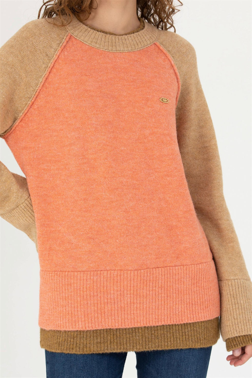 U. S. Polo Assn Женский свитер лососевого цвета с круглым вырезом - U.s. polo assn фото 6