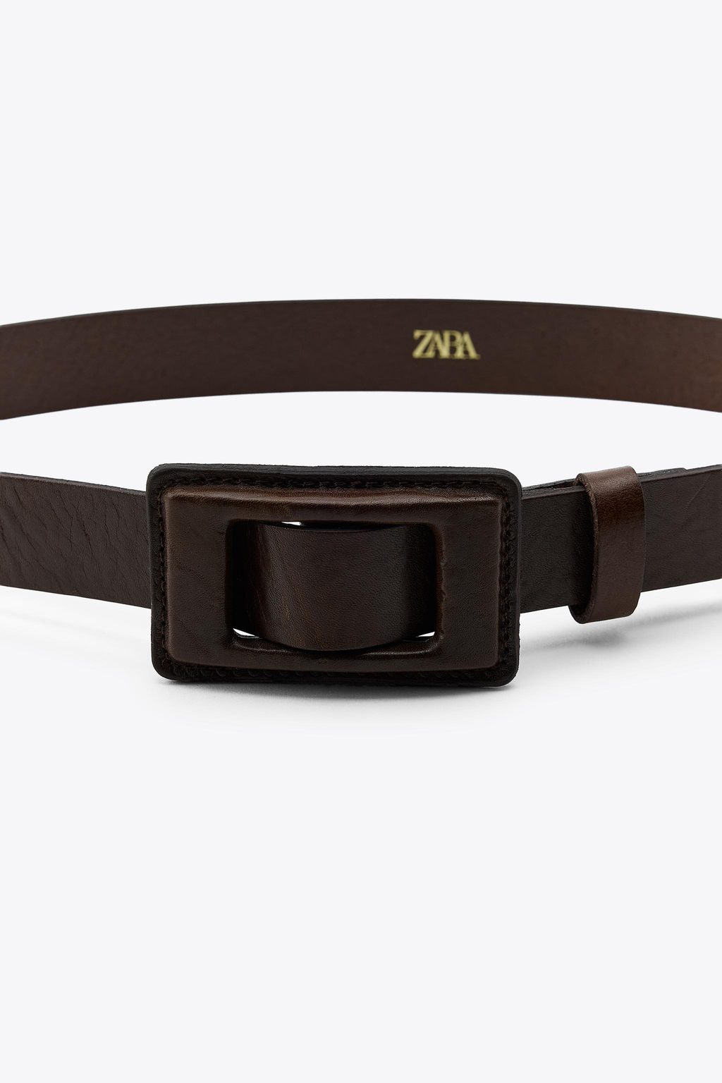 LEATHER BELT WITH COVERED BUCKLE - Zara фото 3