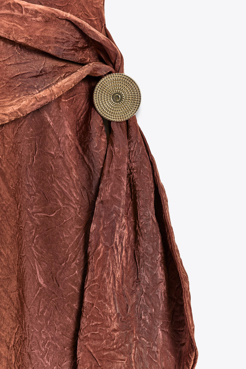 CRINKLED EFFECT SATIN MIDI SKIRT - Zara фото 9