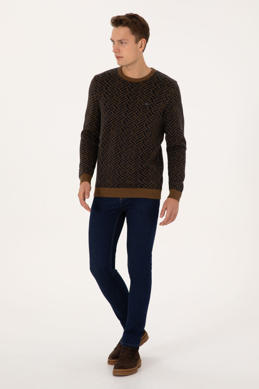 Erkek Slim Fit Bisiklet Yaka Haki Kazak - U.s. polo assn фото 11