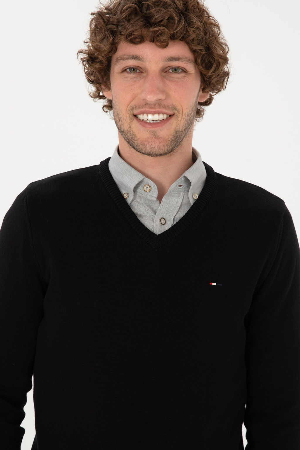 Erkek Slim Fit V Yaka Siyah Basic Kazak - U.s. polo assn фото 2