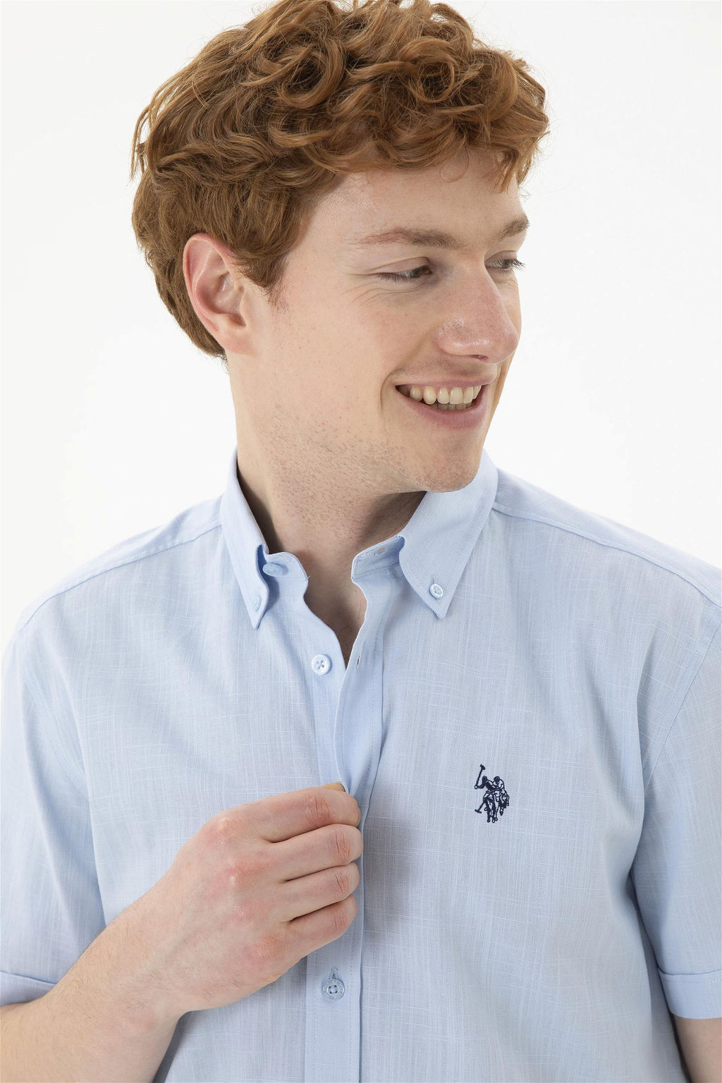 Мужская голубая рубашка с коротким рукавом - U.s. polo assn фото 2