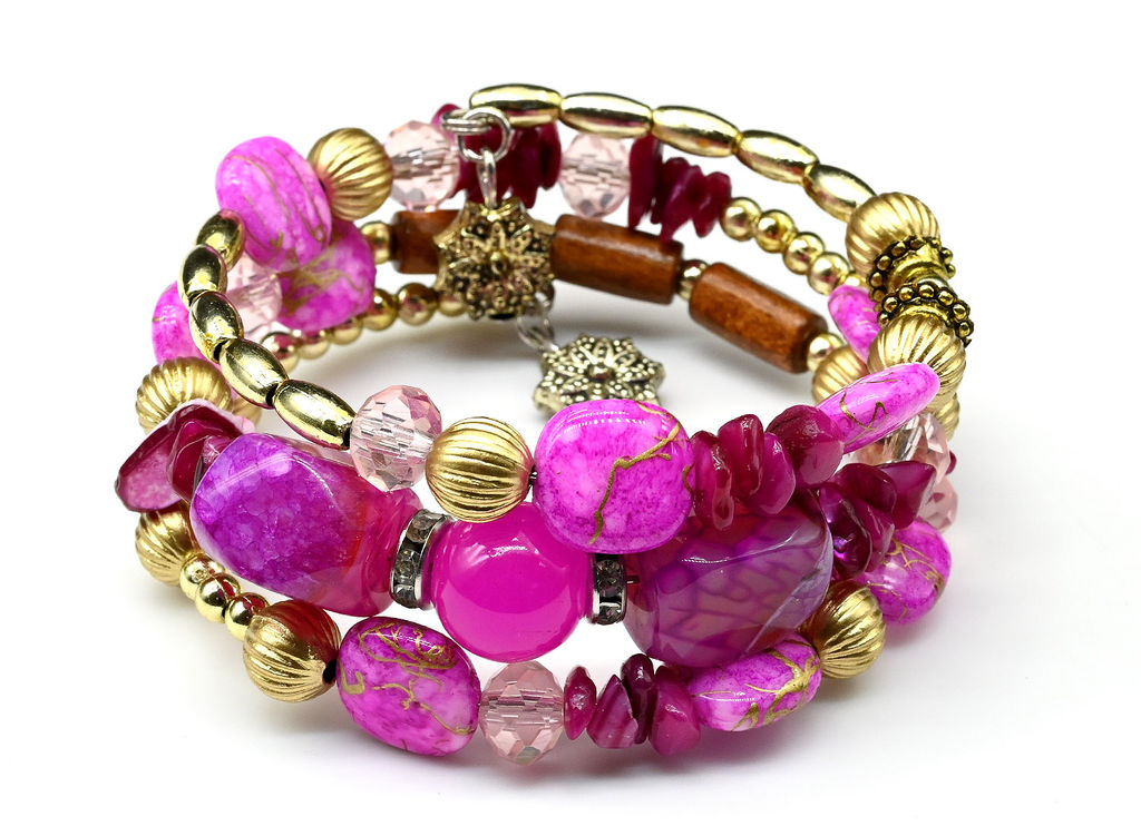 Браслет на пружинке Лето с агатом тонированным цв.зеленый Радуга камня  фото 3