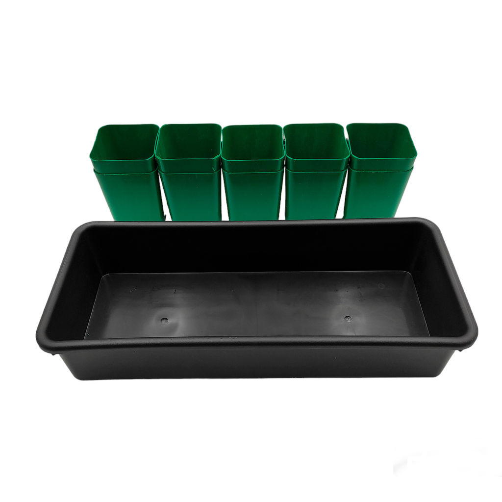 Комплект для рассады "Универсал" 47х20х11см (10 горшков со съем.дном 700мл, ящик) (пластик) цветной