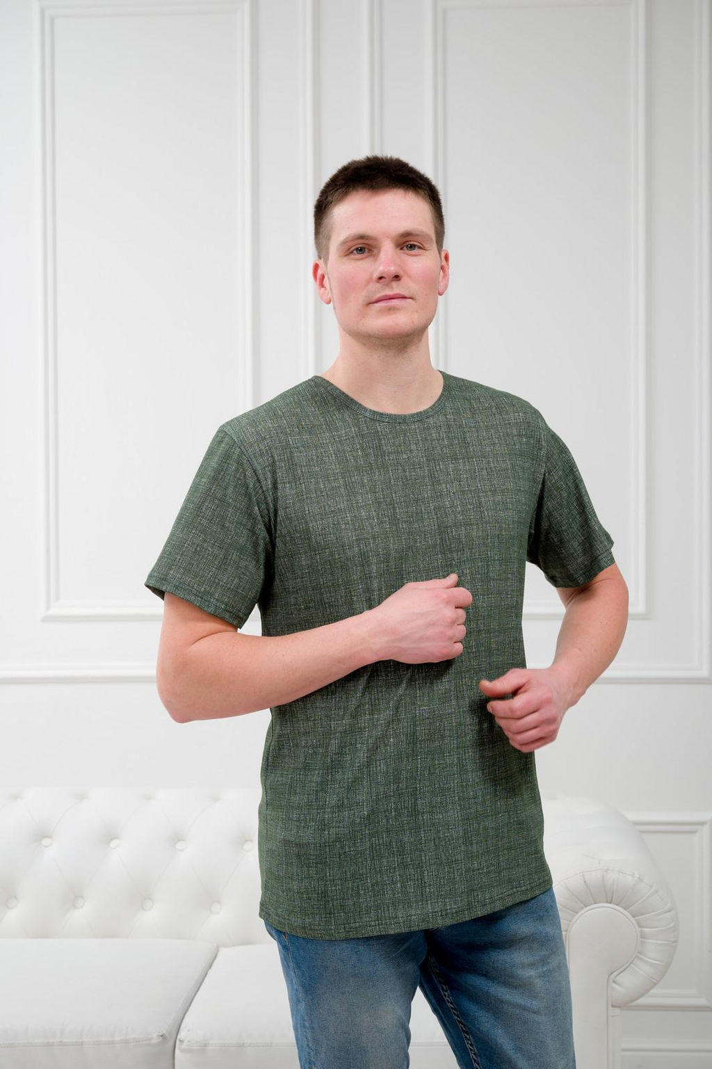 Футболка мужская из кулирки олива - Амадэль фото 5