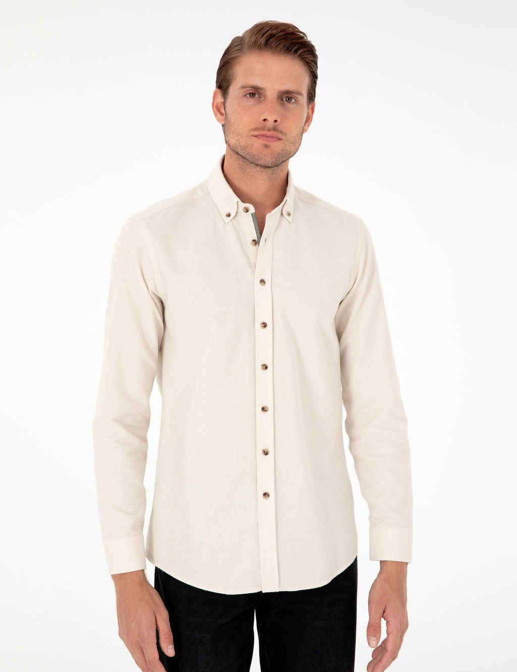 Bej Slim Fit Uzun Kollu G_mlek