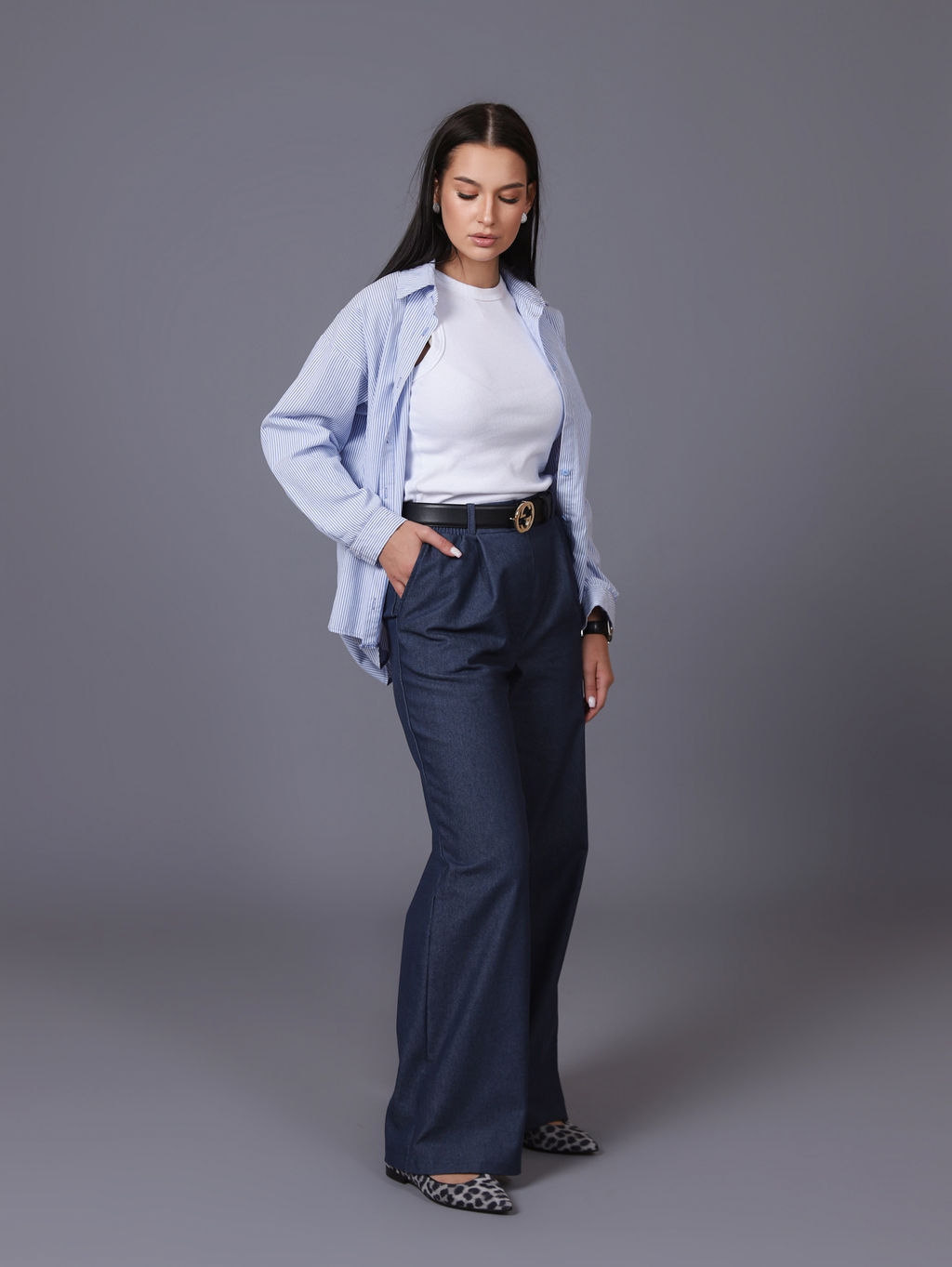 Женские Брюки широкие палаццо. С046 Джинс от фабрики Спортсоло