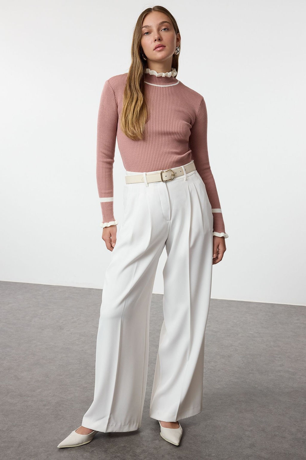 Tas Renk Bloklu Triko Kazak TWOAW22KZ1250 - Trendyolmilla фото 16