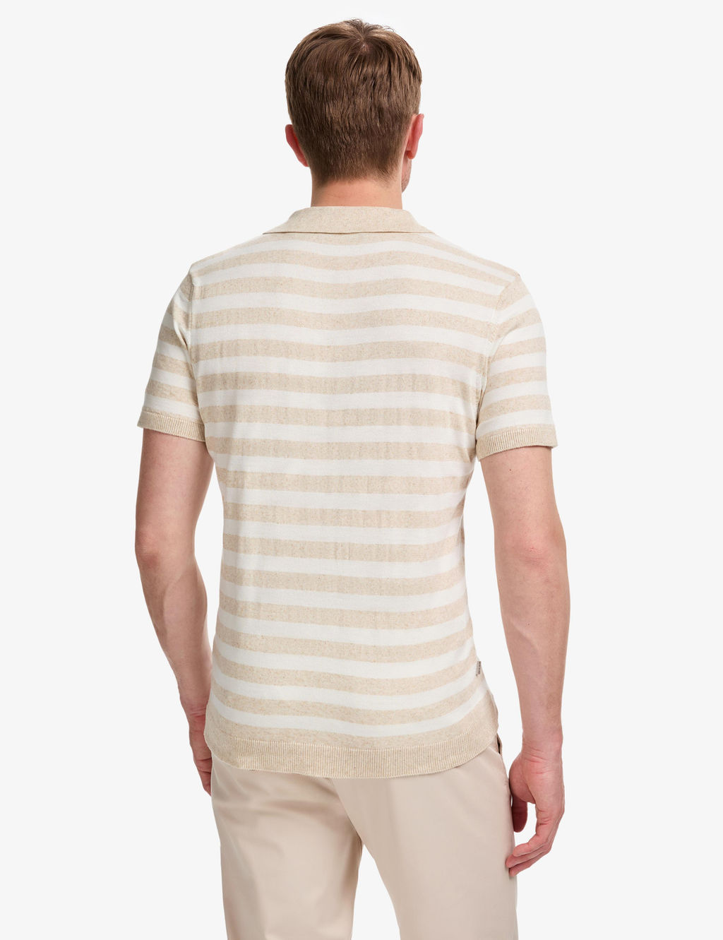 Bej Slim Fit Keten Kar___ml_ Apa_ Yaka Triko Ti__rt