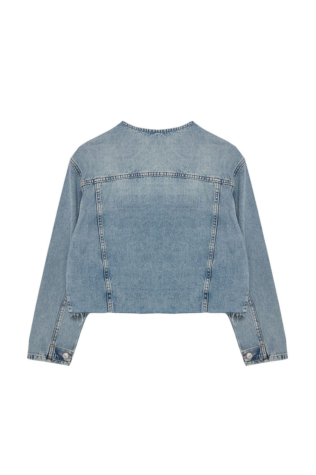 Mavi Soluk Efekt Vintage Yaka Detayl? Crop Denim Ceket TWOAW25CE00004 - Trendyolmilla фото 7