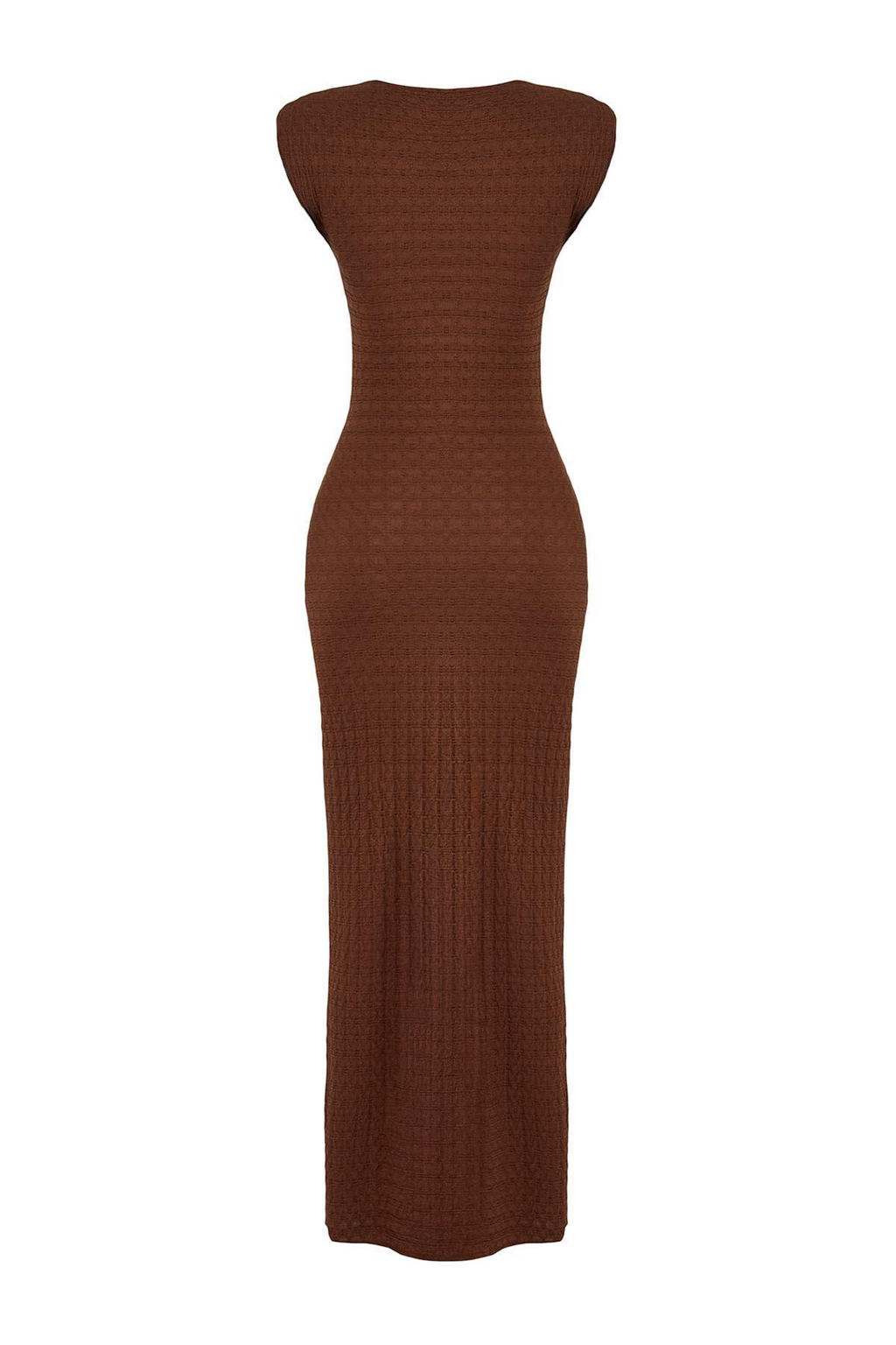 TRENDYOLMILLA Haki Dokulu Kumas Fitted/Vucuda Oturan Ay Kol Esnek Orme Midi Kalem Elbise TWOSS24EL00103  фото 33