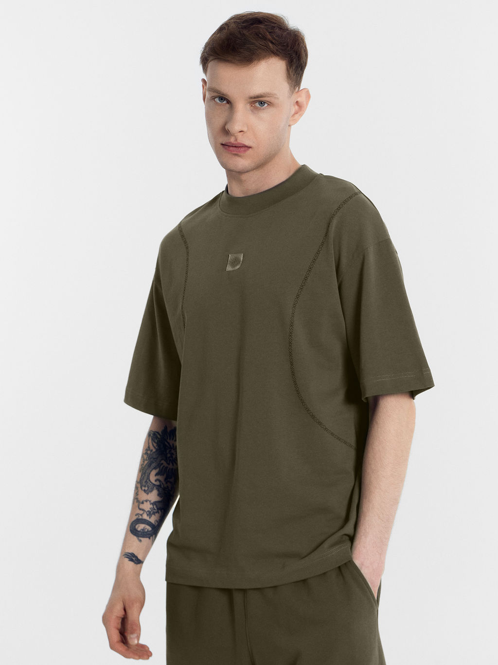 Футболка мужская в цвете хаки с печатью т.полынь +печать 111883 - Mark formelle фото 2