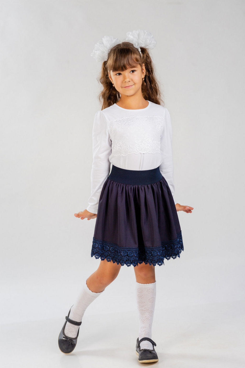 Футболка с длинным рукавом детская из кулирки с лайкрой Снежинка белый - Амадэль фото 2