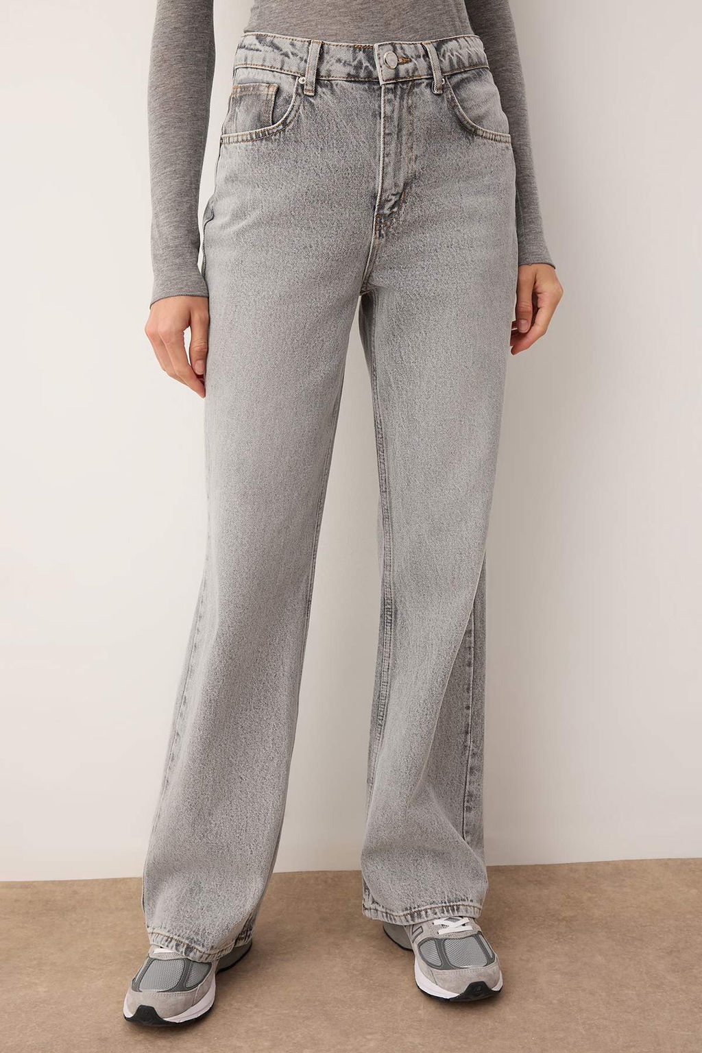 Gri Yuksek Bel Wide Leg Jeans TWOSS25JE00172