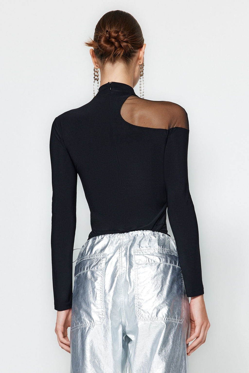 Trendyolmilla Siyah Transparan Detayl? Orme Tul Body TPRAW24BD00011 фото 6