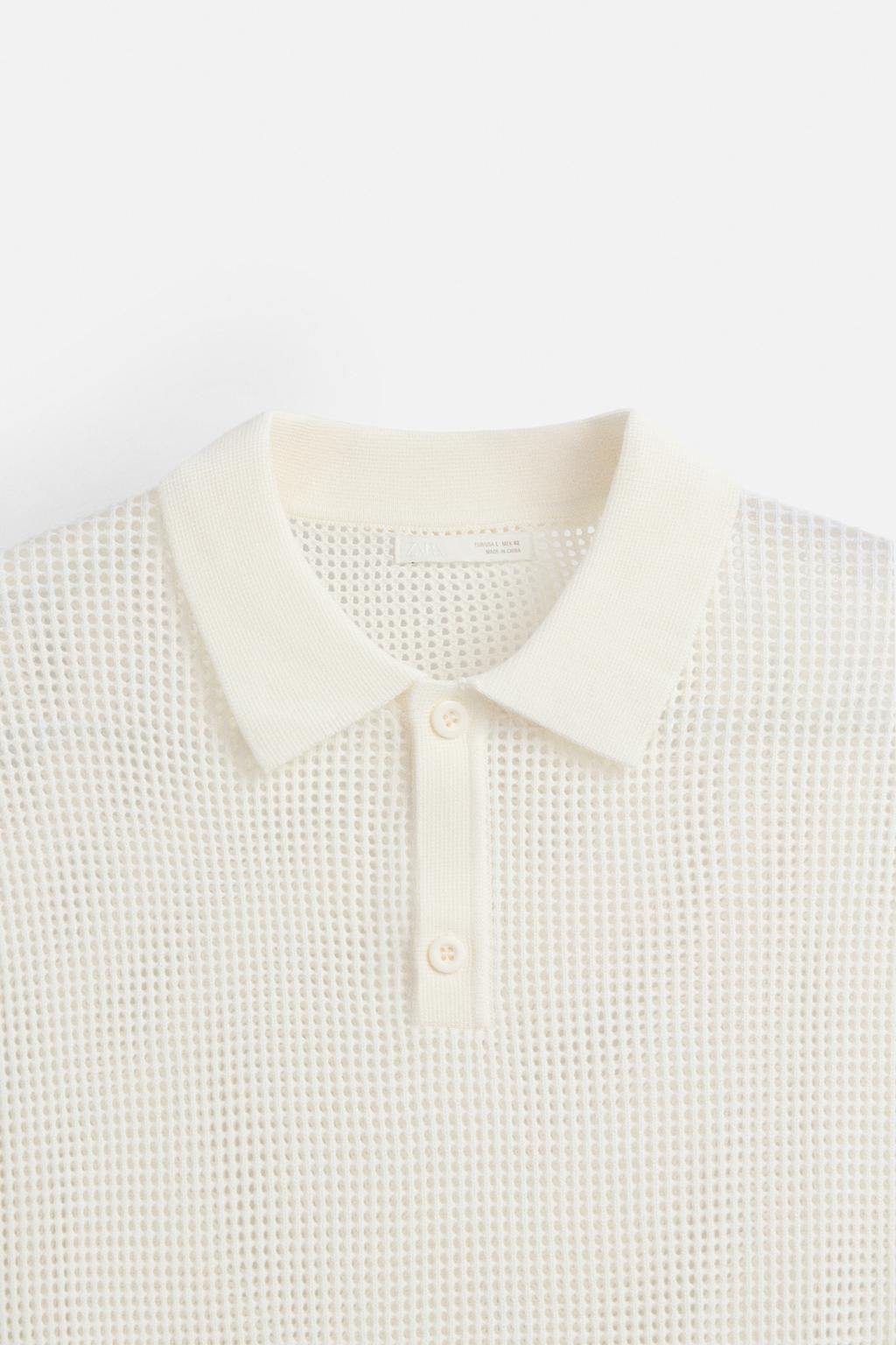 OPENWORK TEXTURED POLO SHIRT - Zara фото 10