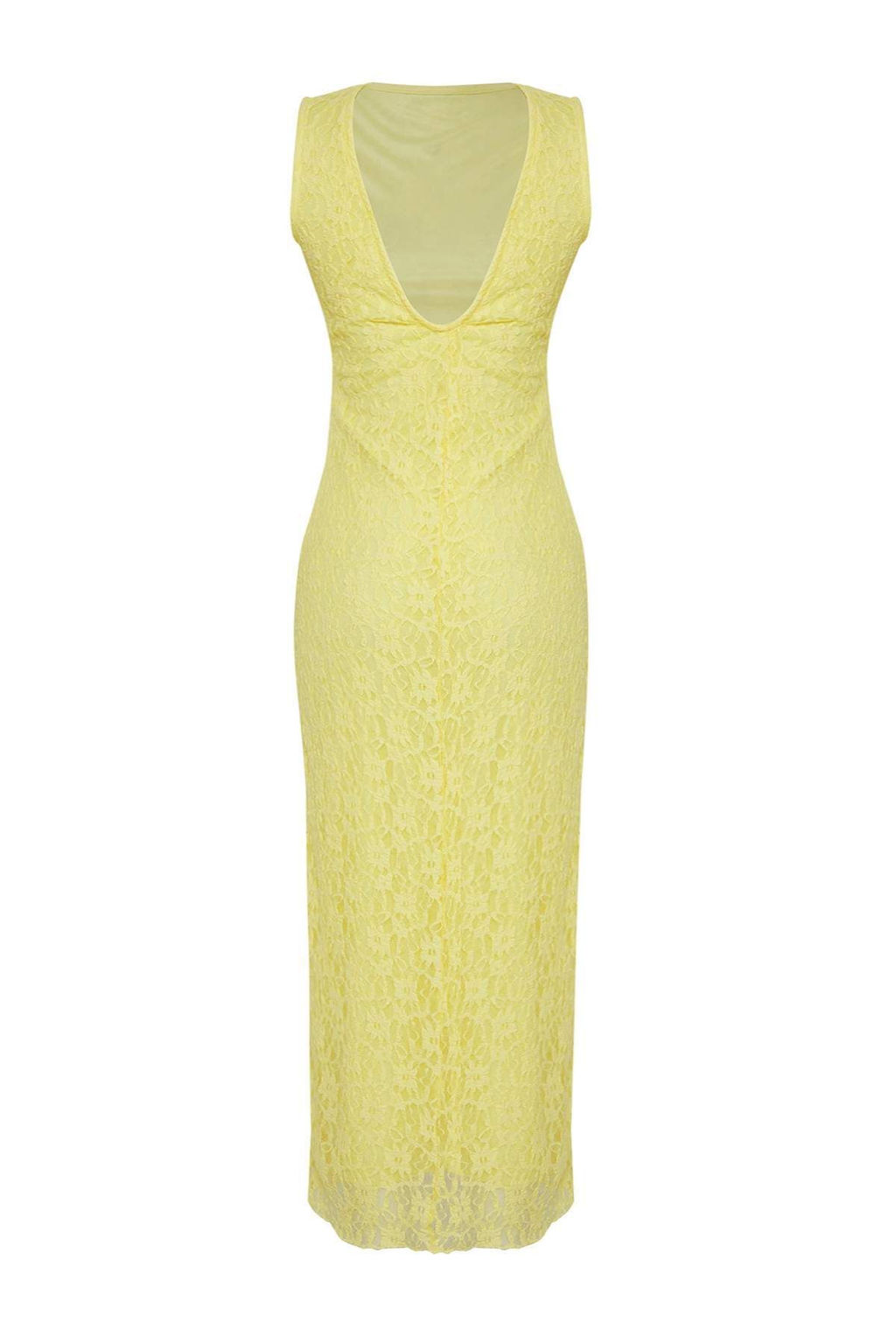 TRENDYOLMILLA Limited Edition Kahverengi Dantel Bodycon S?rt Dekolteli Esnek Orme Elbise TWOSS25EL00485  фото 7
