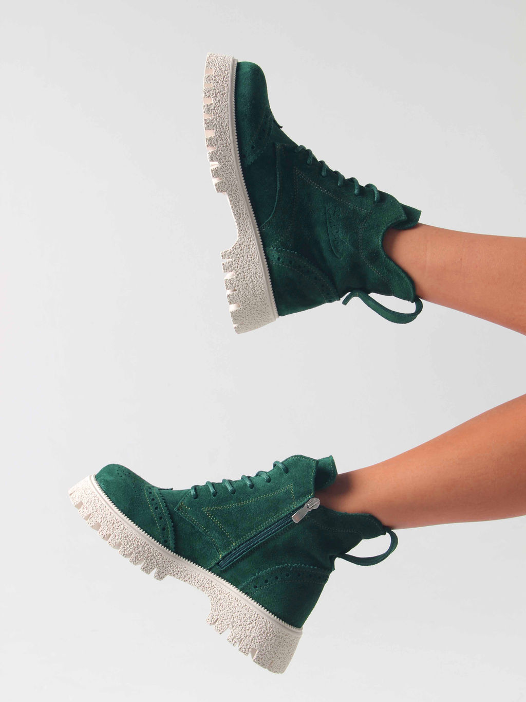 Ботинки 338.1541be. Зеленый замша/Шерсть