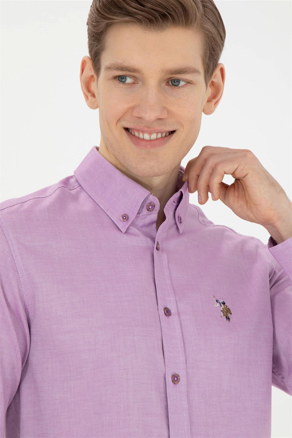 U. S. Polo Assn / Мужская фиолетовая базовая рубашка с длинным рукавом - U.s. polo assn фото 2