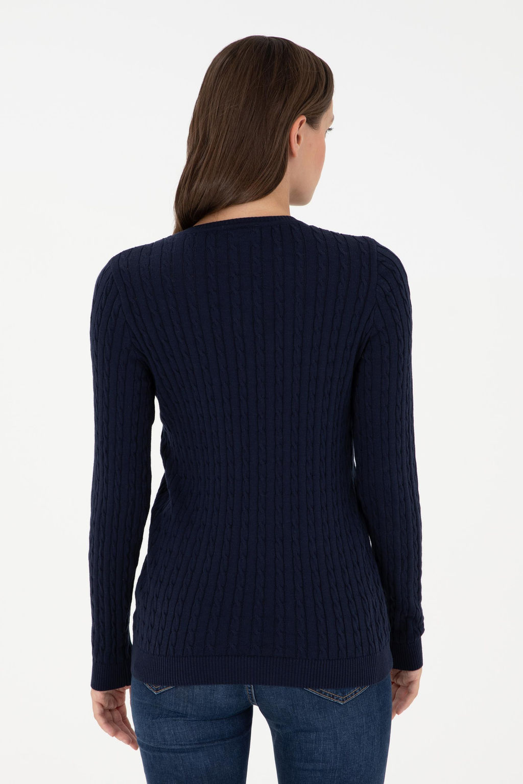 Женский темно-синий базовый свитер с v-образным вырезом Неожиданная скидка в корзине - U.s. polo assn фото 5