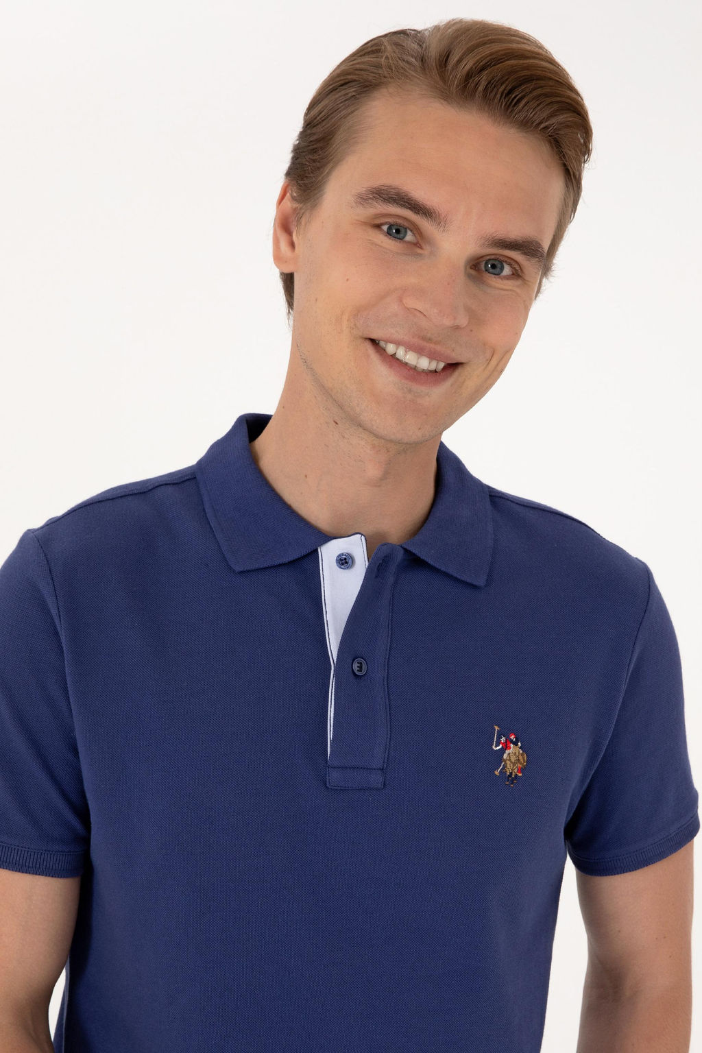 Erkek Slim Fit Polo Yaka A__k Lacivert Basic Ti__rt - U.s. polo assn фото 2