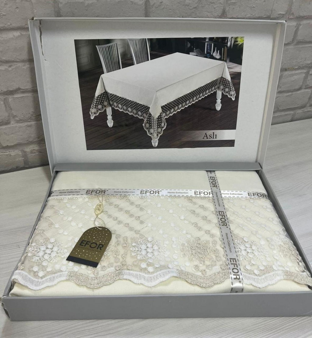 Скатерть EFOR ASLI GARDENYA 160*220 прямоугольная кремовый KREM