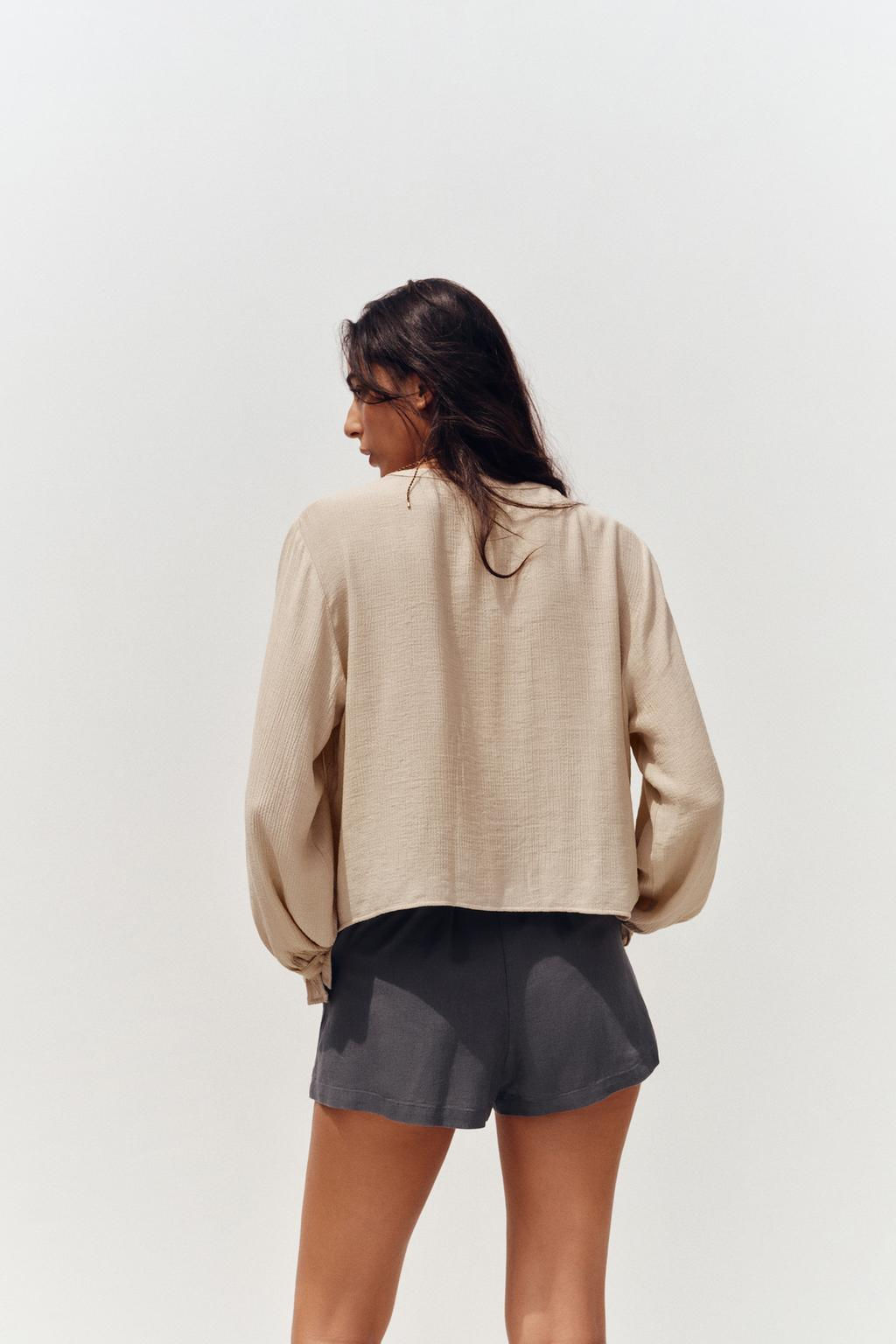 SHORT BLOUSE WITH CUTWORK EMBROIDERY - Zara фото 9