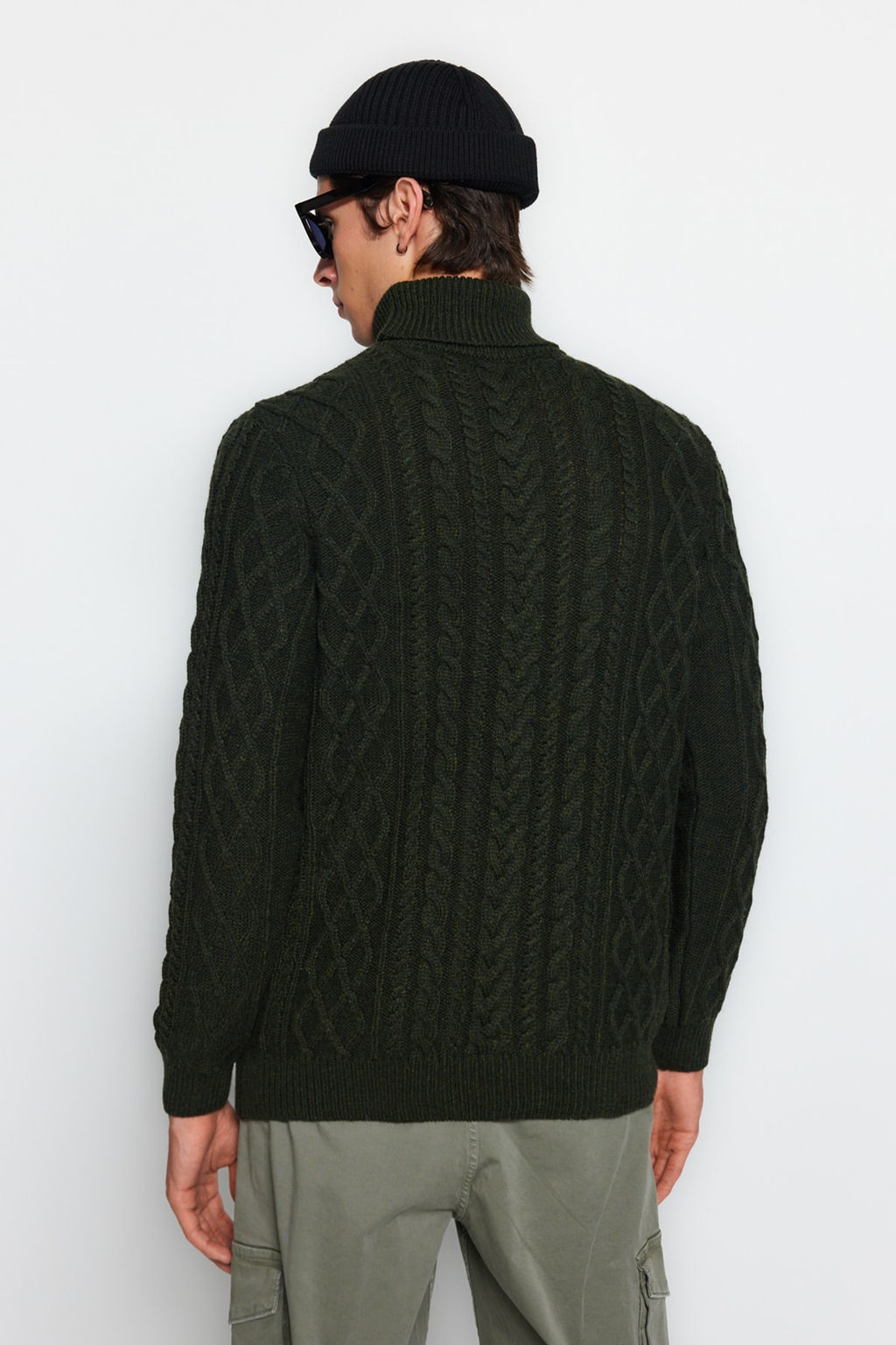 TRENDYOL MAN Vizon Slim Fit Yunlu Bal?kc? Yaka Sac Orgu Triko Kazak TMNAW22KZ0302 - Trendyolmilla фото 19