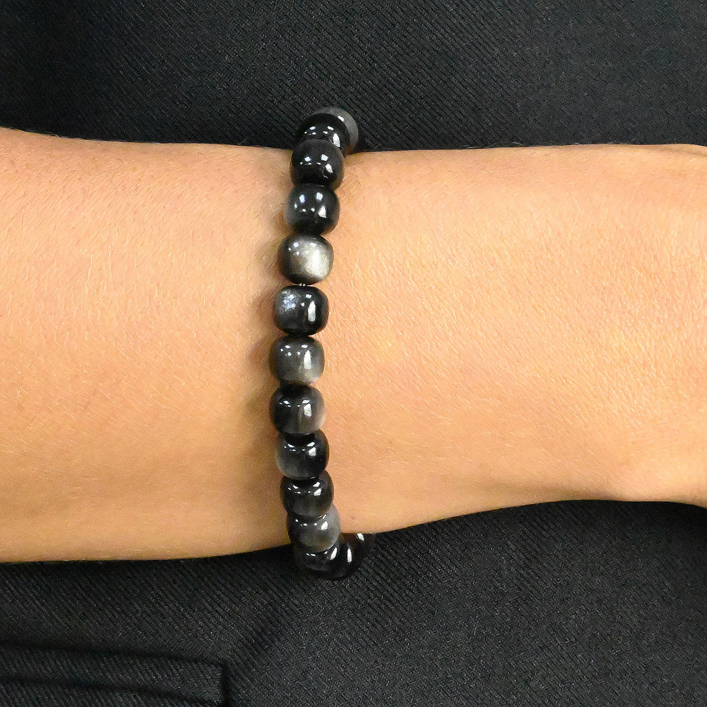 Обсидиан иризирующий браслет рондель 8*7мм