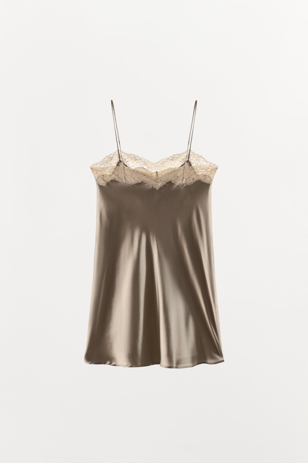 SILK BLEND LACE CAMISOLE DRESS - Zara фото 11