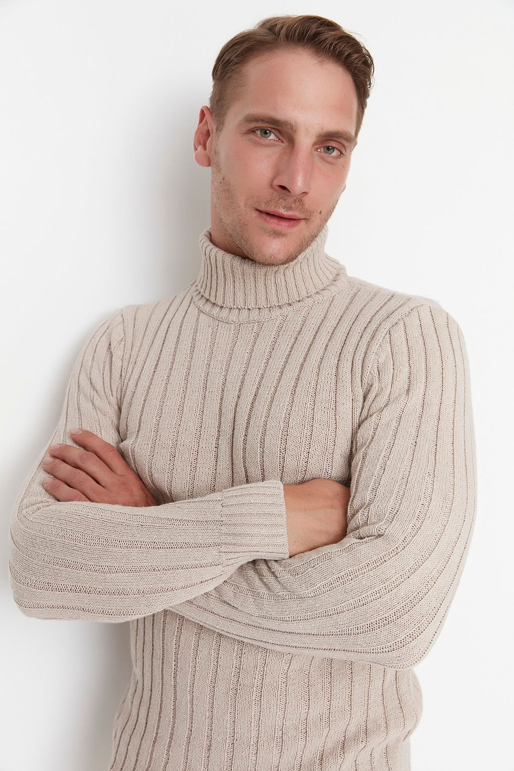 TRENDYOL MAN Ekru Slim Fit Yunlu Bal?kc? Yaka Basic Triko Kazak TMNAW21KZ0392 - Trendyolmilla фото 3