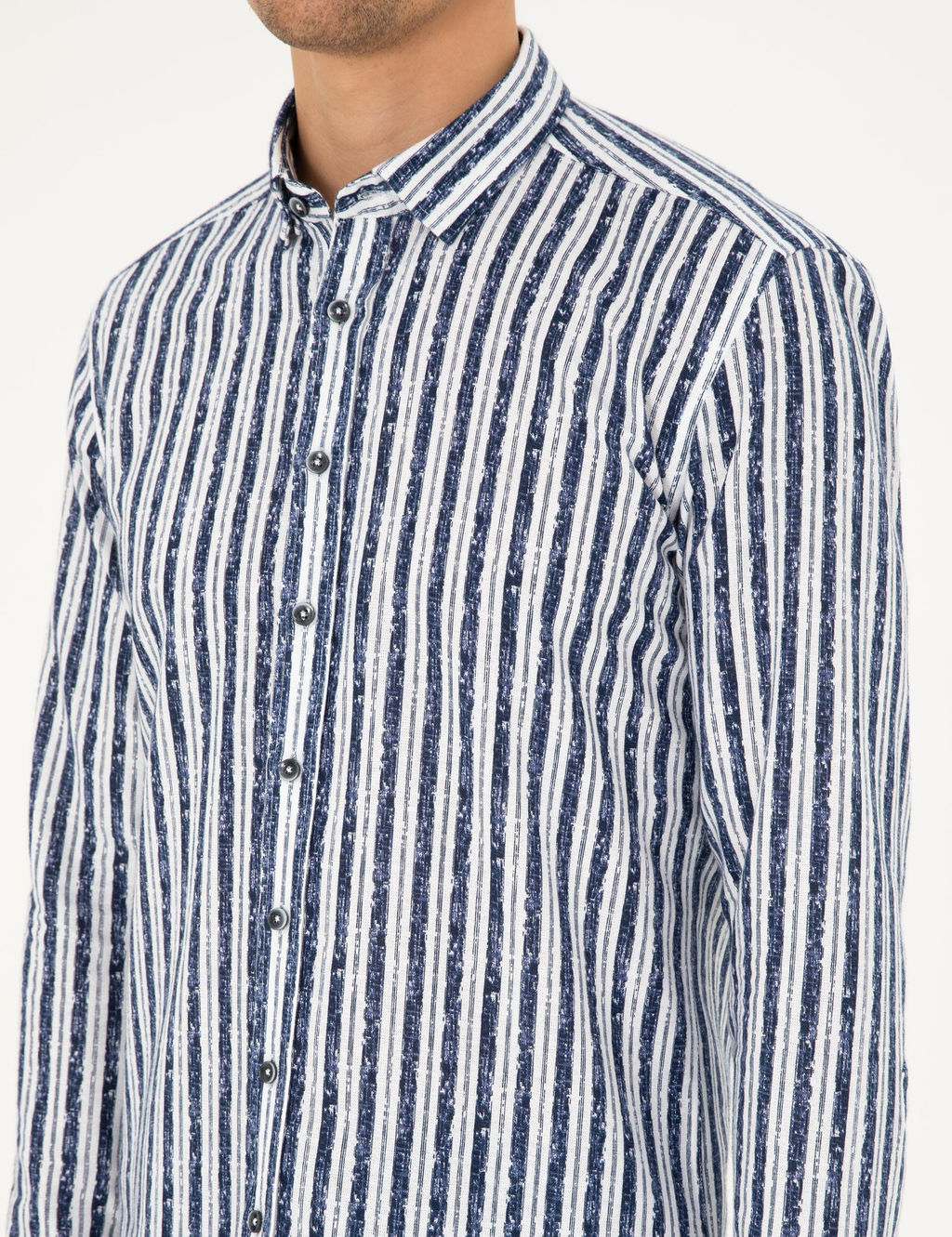 Lacivert Slim Fit Uzun Kollu G_mlek