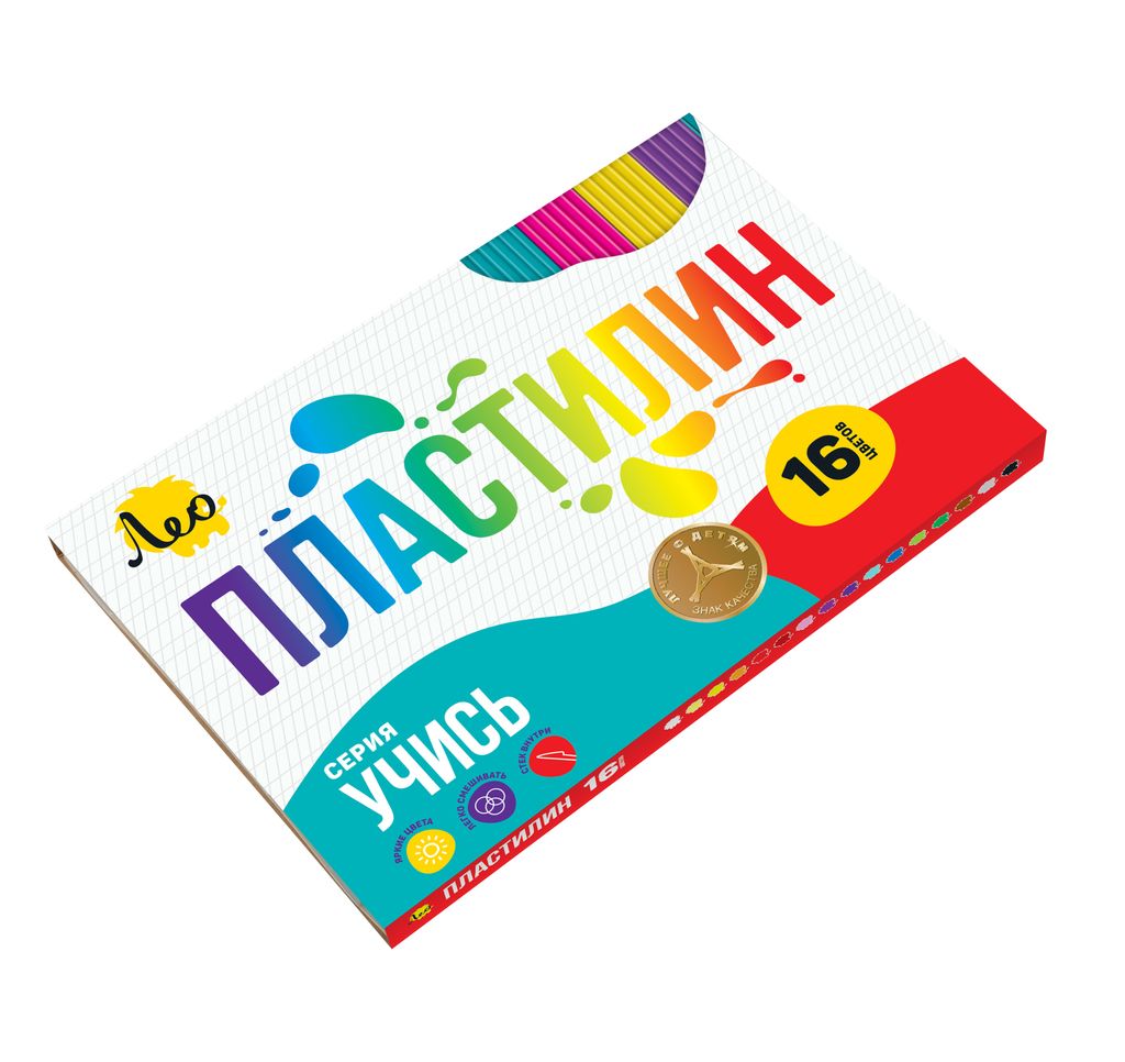 Лео Учись Пластилин классический LNMC-0116 320 г ( в картонной упаковке ) 16 цв