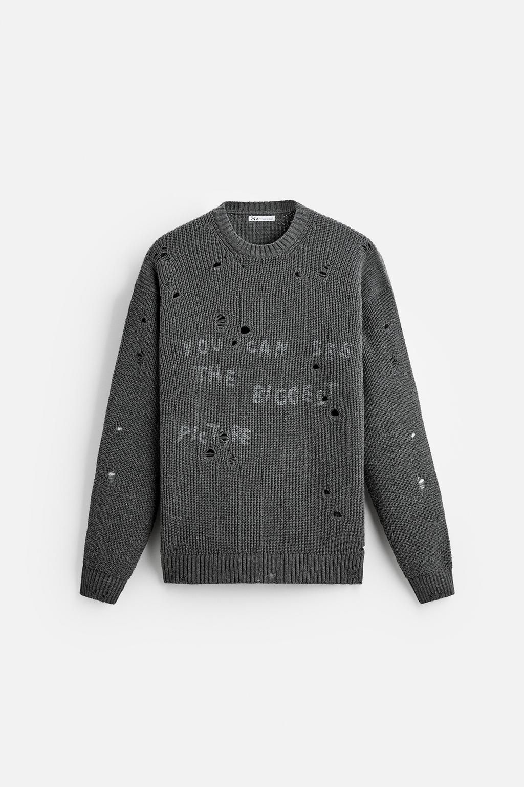 PRINTED RIPPED EFFECT SWEATER - Zara фото 7