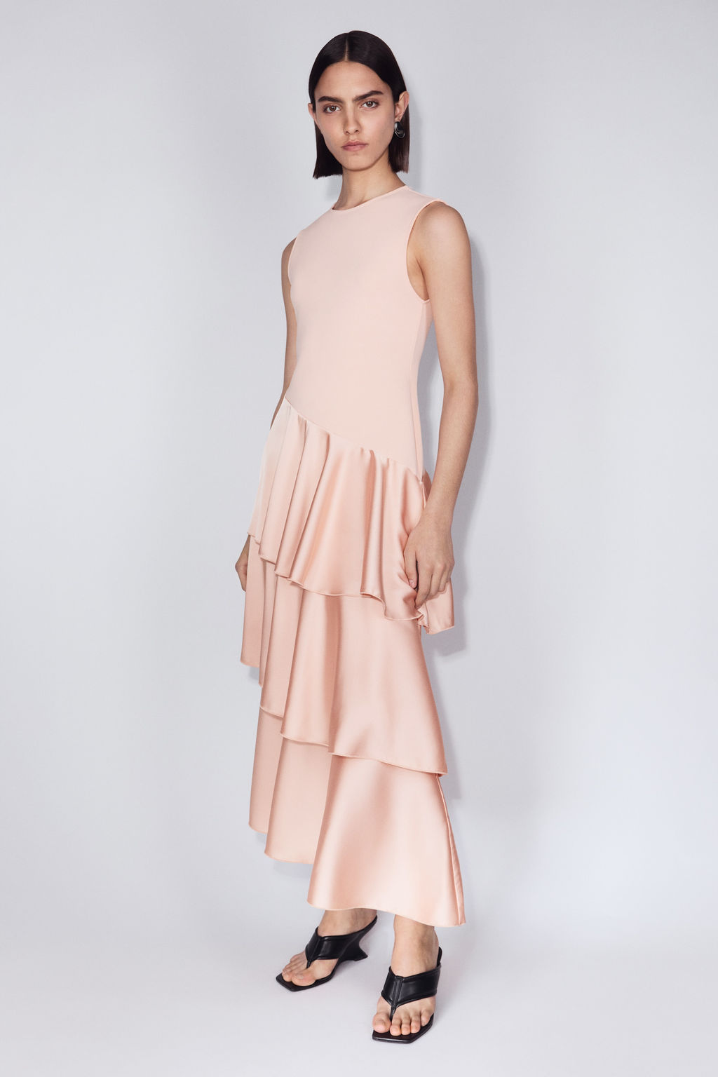 Vestido en punto roma con falda de sat?n - H&m фото 6