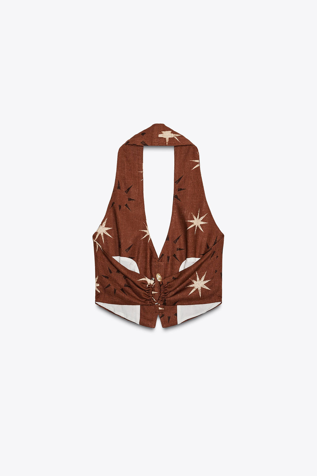SUN PRINT LINEN BLEND TOP - Zara фото 7