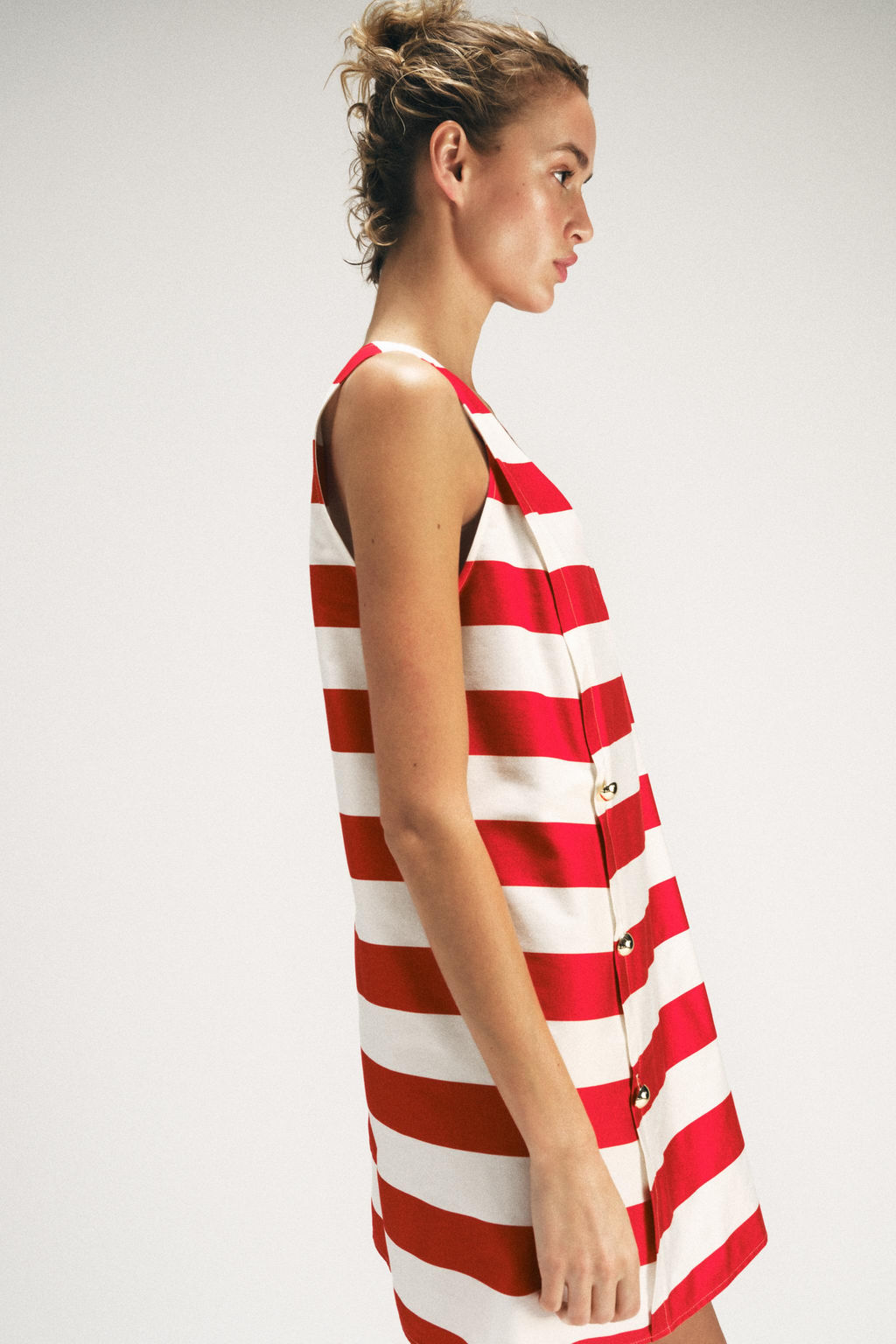 VESTIDO MINI RAYAS / Blanco / Rojo - Zara фото 4