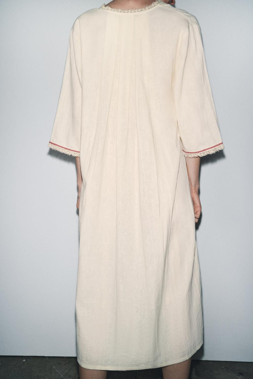 LIMITED EDITION CONTRAST LINEN BLEND KAFTAN - Zara фото 4