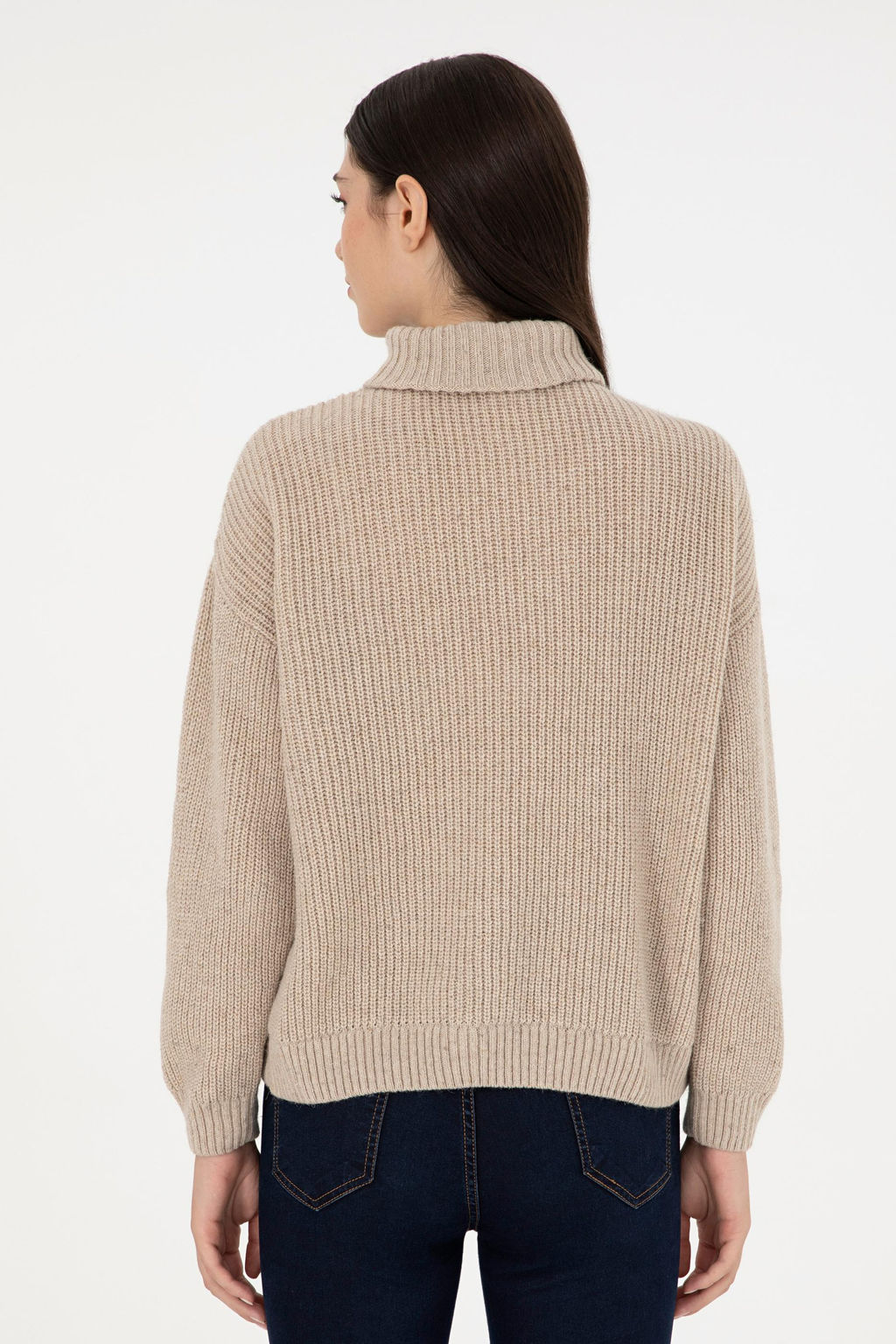 Женский кремовый меланжевый свитер Неожиданная скидка в корзине - U.s. polo assn фото 5