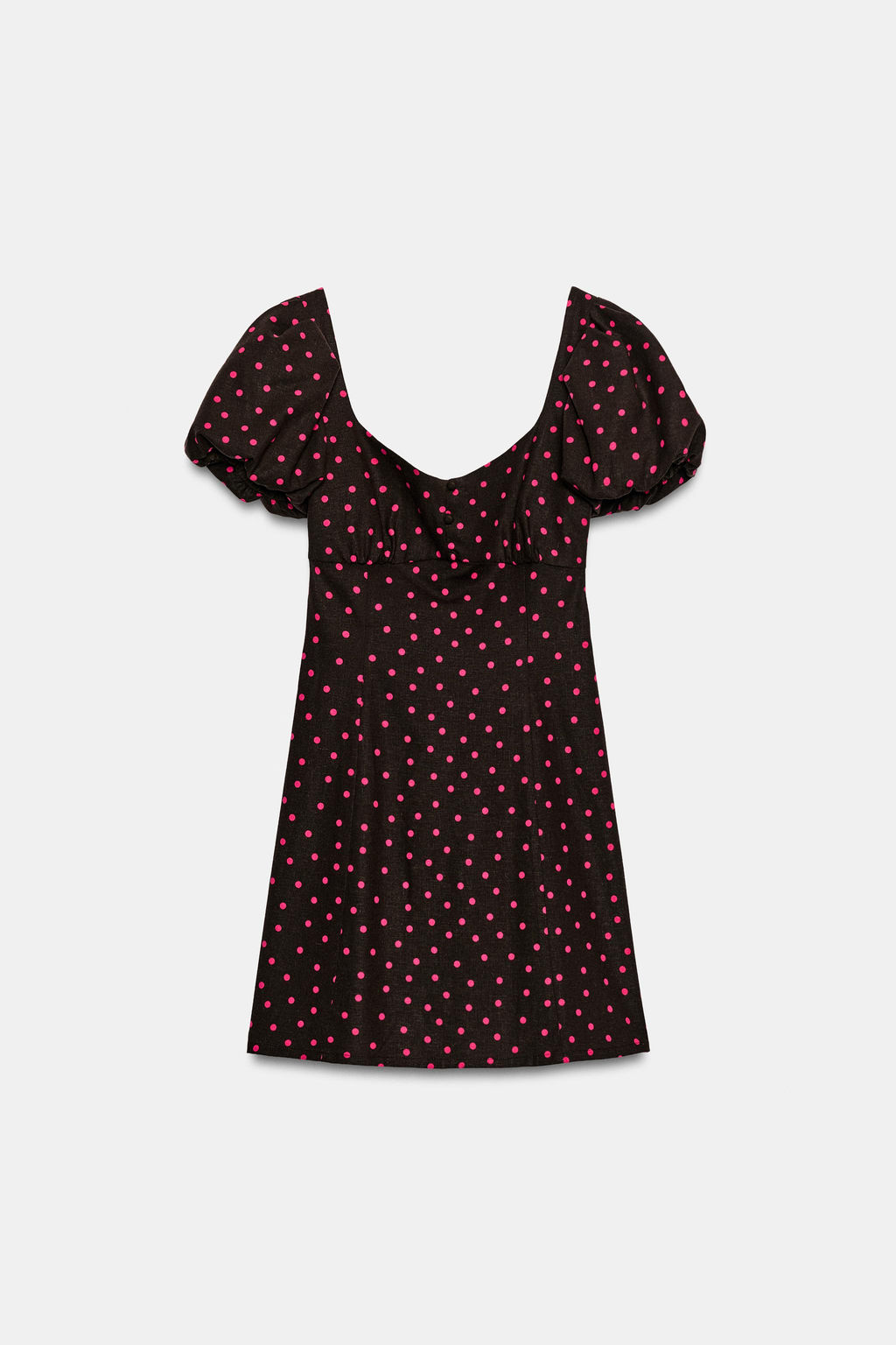 VESTIDO LUNARES MANGA ABULLONADA CON LINO / Multicolor - Zara фото 6