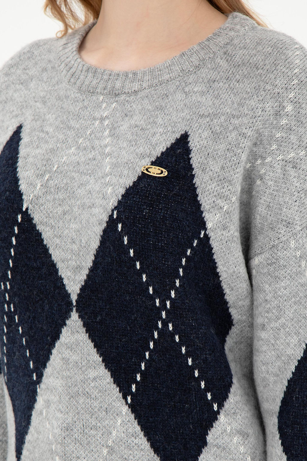 Женский серый меланжевый свитер с круглым вырезом Неожиданная скидка в корзине - U.s. polo assn фото 7