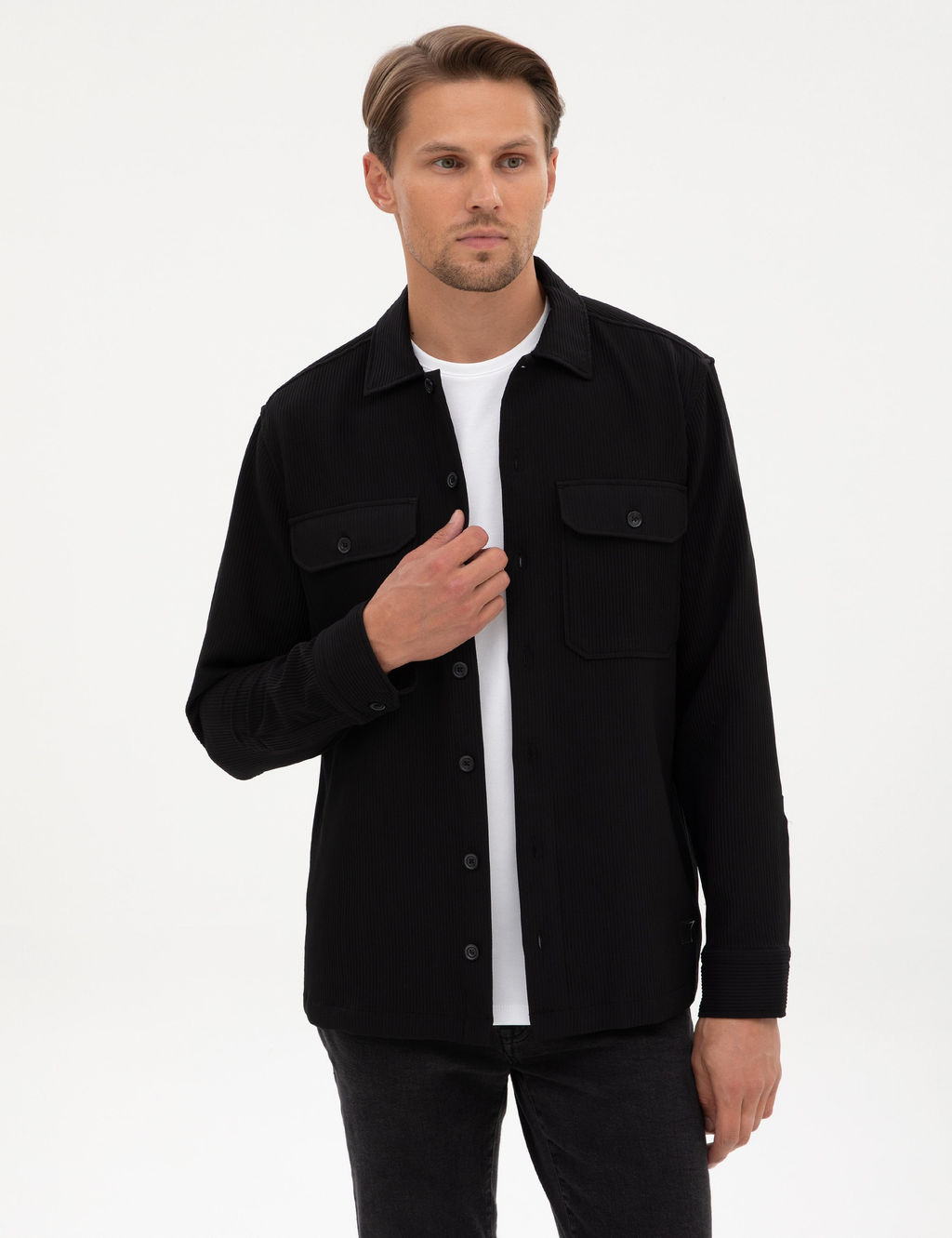 Siyah Comfort Fit Uzun Kollu G_mlek Ceket