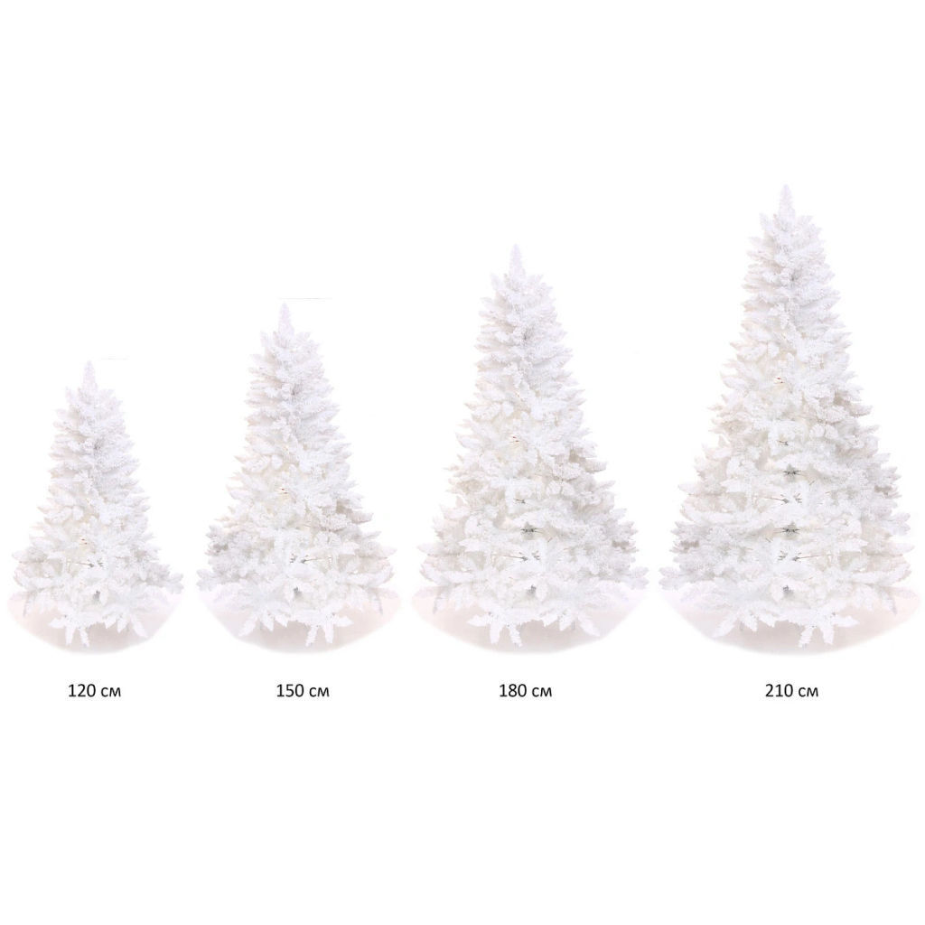 Ёлка "Звон вьюги" 180 см, ПВХ (786 веток), белый иней, Белый