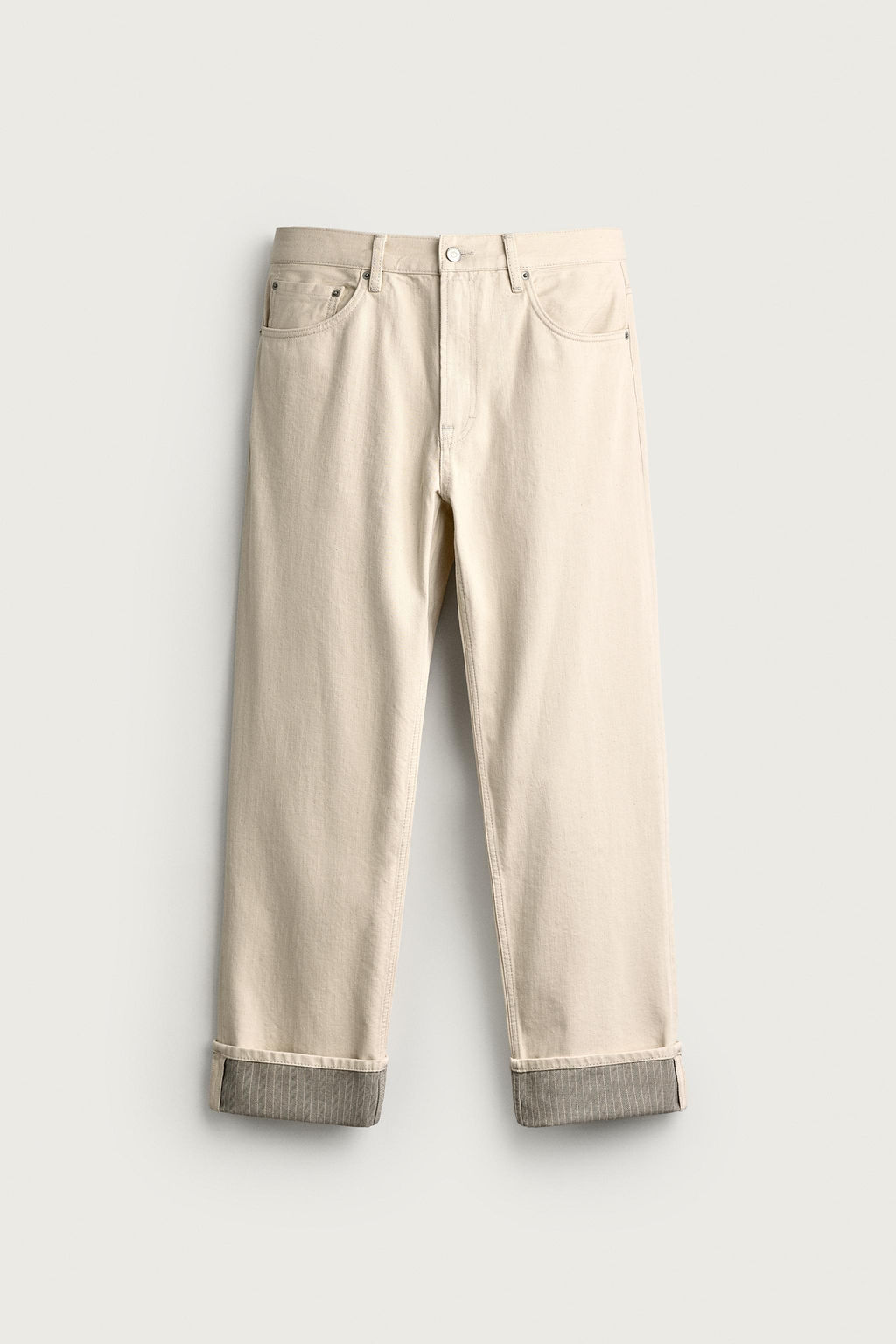 JEANS STRAIGHT FIT VUELTA CONTRASTE / Crudo - Zara фото 7