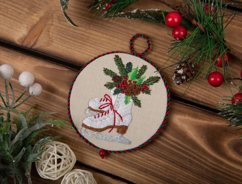 Набор для вышивания PANNA Живая картина JK-2270 Новогодняя игрушка. Коньки 8 х 8 см