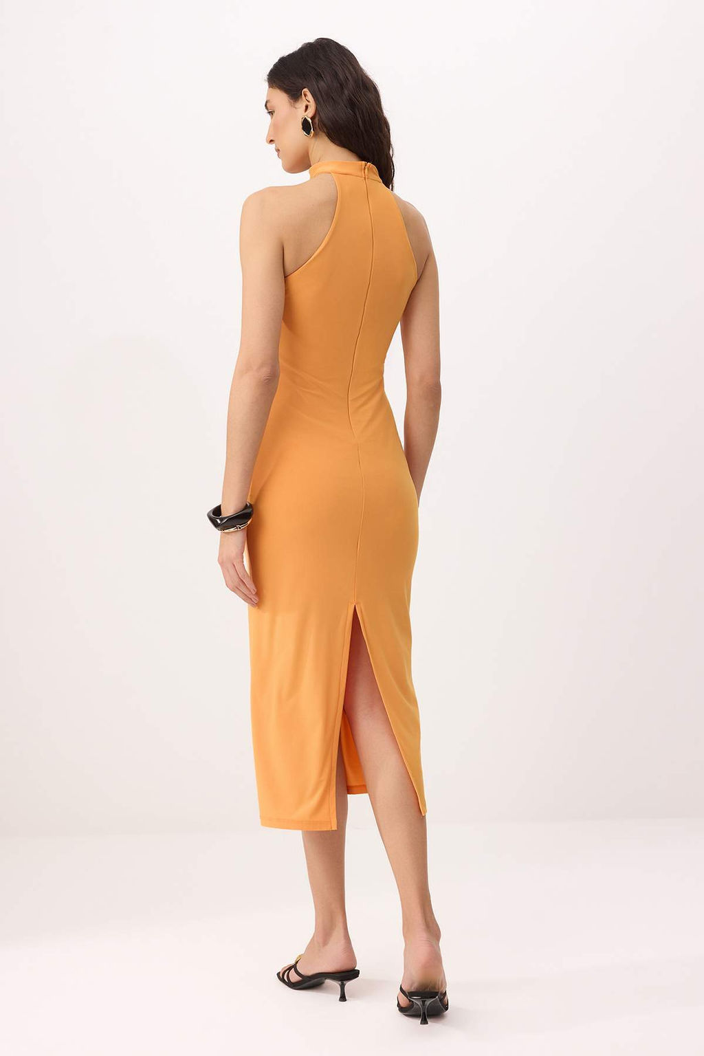 Siyah Bodycon Boyundan Baglamal? Kolsuz Aksesuar Detayl? Midi Esnek Orme Elbise TWOSS26EL00201 - Trendyolmilla фото 8